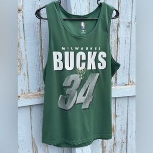 Milwaukee Bucks Jersey Antetokounmpo #34 Large Men’s Sleeveless NBA Tank Green